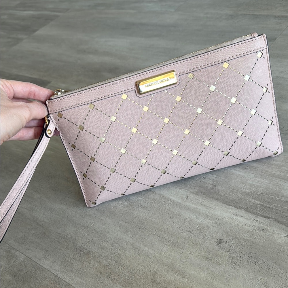 Michael Kors Pink Quilted Wristlet Clutch